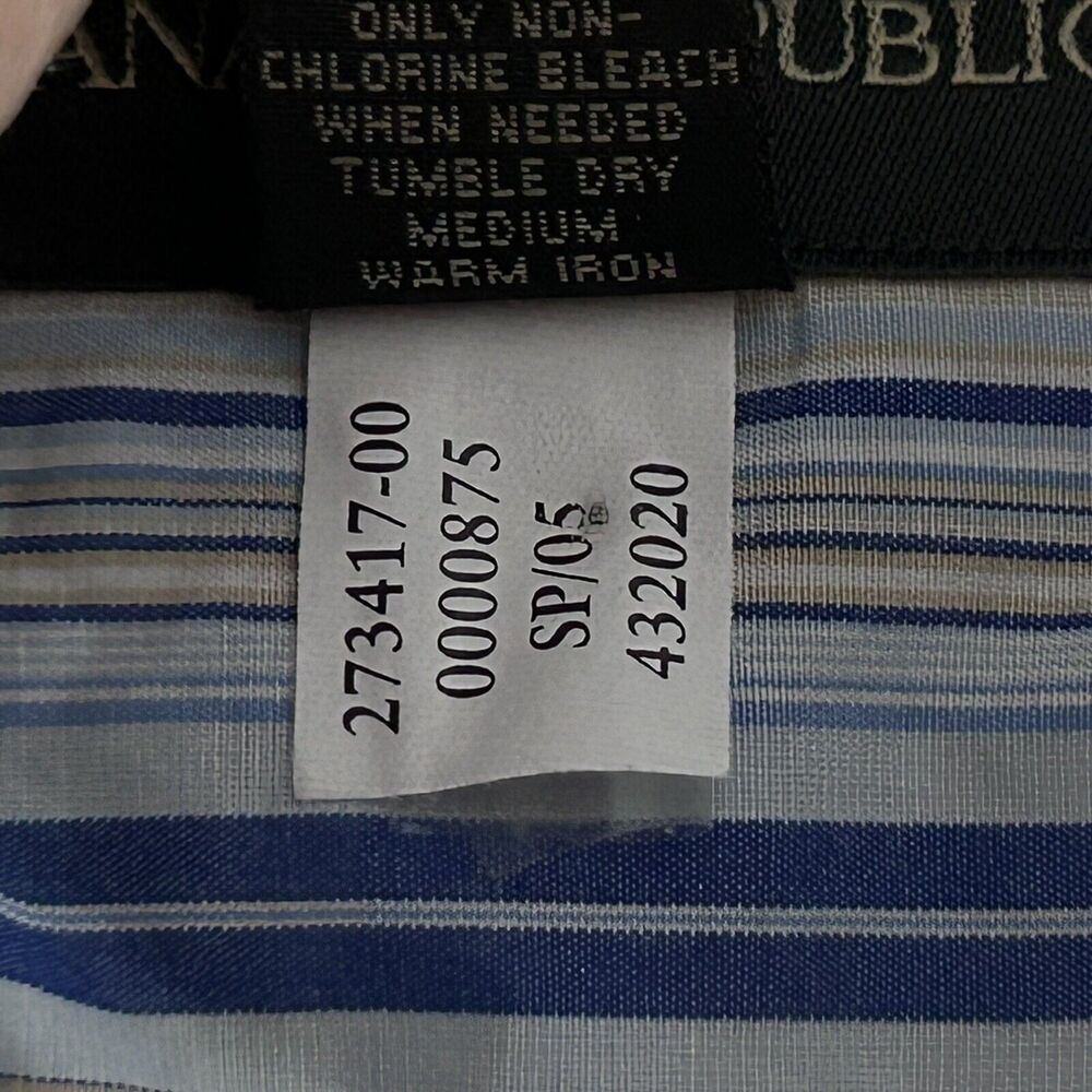 Banana Republic Mens Size XL Long Sleeve Button Down Stripe Blue White Preppy - Picture 4 of 16